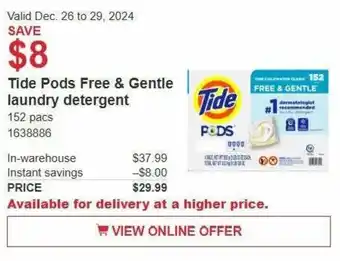 Costco Tide Pods Free & Gentle laundry detergent offer