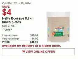 Costco Hefty Ecosave 8.8-in. lunch plates offer
