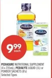 Shoppers Drug Mart Pediasure nutritional supplement, pedialyte liquid or powder sachets offer