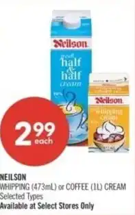 Shoppers Drug Mart Neilson whipping or coffee cream offer