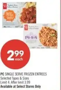 Shoppers Drug Mart PC single serve frozen entrees offer