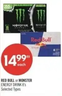 Shoppers Drug Mart Red bull or monster energy drink offer