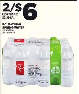 Loblaws PC NATURAL SPRING WATER 24 X 500ML offer