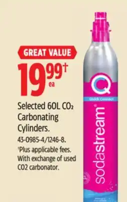 Canadian Tire SodaStream Selected 60L CO2 Carbonating Cylinders offer