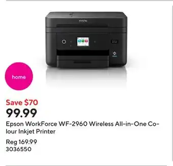 Staples Epson WorkForce WF-2960 Wireless All-in-One Colour Inkjet Printer offer