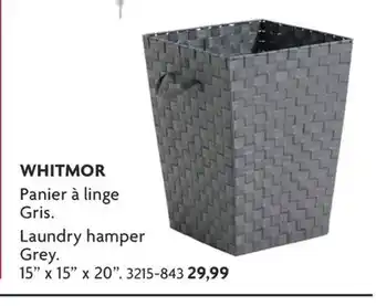 Home Hardware 15 x 15 x 20 Grey Woven Laundry Hamper offer