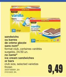 Wholesale Club SANDWICHS OU BARRES DE CRÈME GLACÉE, 24/30 UN offer