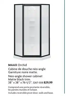 Home Hardware Orchid Neo-angle shower cabinet Matte black trim offer