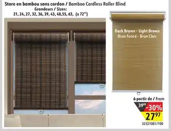 Hart Bamboo Cordless Roller Blind offer