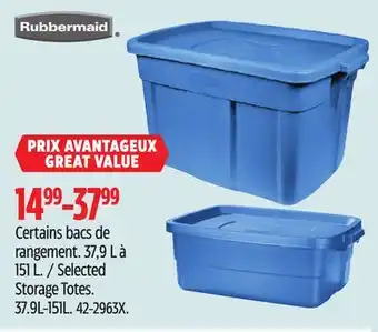 Canadian Tire Rubbermaid Selected Storage Totes offer