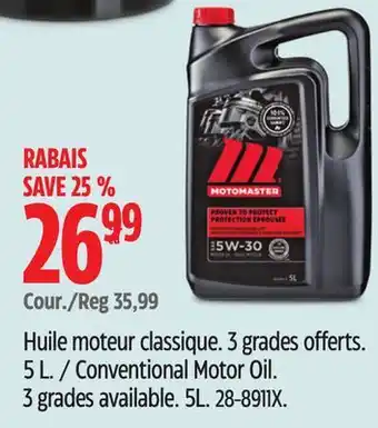 Canadian Tire MotoMaster Conventional Motor Oil offer