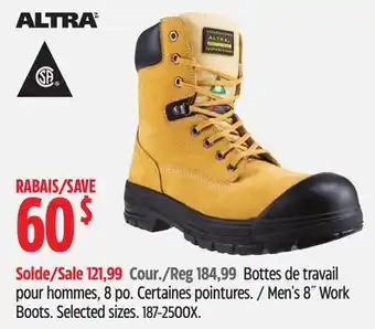 Canadian Tire Altra Men's 8 Work Boots offer