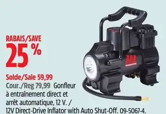 Canadian Tire MotoMaster 12V Direct-Drive Inflator with Auto Shut-Off offer