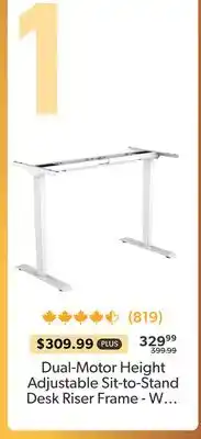 Primecables Dual-Motor Height Adjustable Sit-to-Stand Desk Riser Frame - White offer