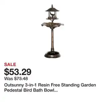 Bed Bath & Beyond Outsunny 3-in-1 Resin Free Standing Garden Pedestal Bird Bath Bowl Feeder Planter - Bronze offer