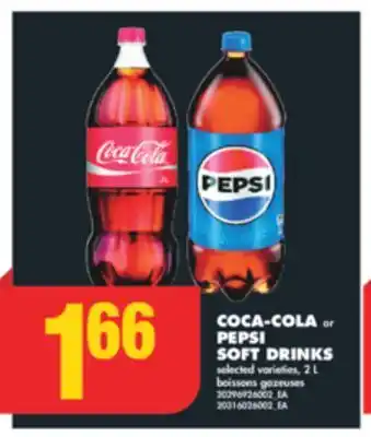 No Frills COCA-COLA or PEPSI SOFT DRINKS, 2 L offer