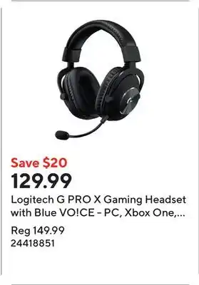 Staples Logitech G PRO X Gaming Headset with Blue VO!CE - PC, Xbox One, PS5, PS4, Nintendo Switch - Black offer