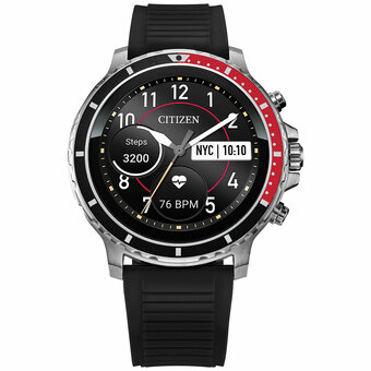Best Buy Citizen CZ Smart 46mm Smartwatch with Heart Rate Monitor - Black/Red offer