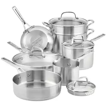 Best Buy Kitchenaid 11-Piece Stainless Steel Cookware Set - Silver offer