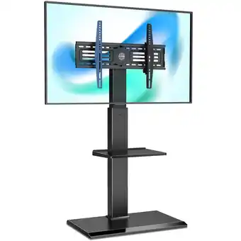 Best Buy FITUEYES Metal Base Floor Tall TV Stand for 32 to 65 inch Flat Curved Screen Television with 60 Degree Swivel Mount & Height offer