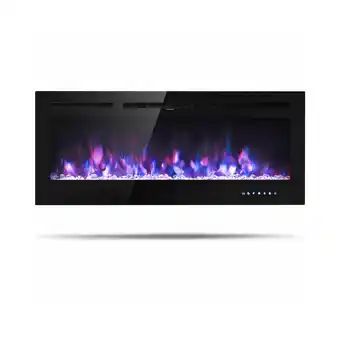 Best Buy Gymax 50'' Electric Fireplace Recessed and Wall Mounted 750W/1500W W/ Multicolor Flame offer