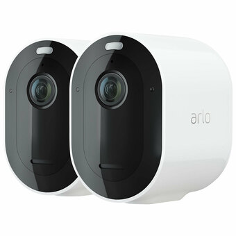 Best Buy Arlo Pro 4 Wire-Free Outdoor 2K HD Security Camera - White - 2-Pack offer