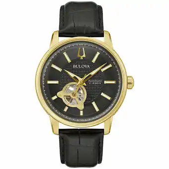 Best Buy Bulova Classic 45mm Men's Automatic Dress Watch - Black/Gold offer