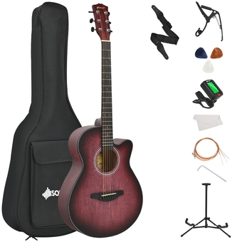 Best Buy Costway 40'' Full Size Cutaway Acoustic Guitar Starter Guitarra Bundle Kit offer