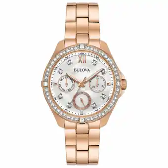 Best Buy Bulova 35mm Women's Fashion Watch w/ Swarovski Crystal Bezel & Dial -Rose Gold/White Mother of Pearl offer