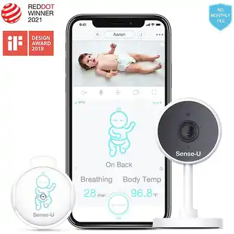 Best Buy Sense-U Video+Breathing Baby Monitor with 1080P HD Video, 2-Way Talk, Night Vision, Background Audio, Motion Detection, Movem offer