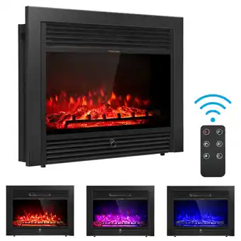 Best Buy Costway 28.5" Fireplace Electric Embedded Insert Heater Glass Log Flame Remote offer