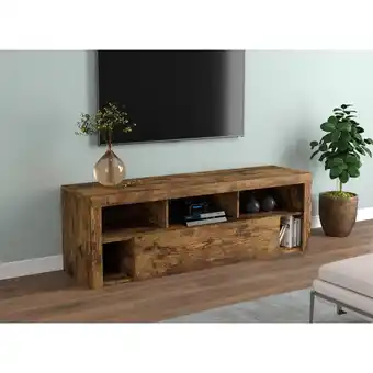 Best Buy TV STAND 59L BROWN RECLAIMED WOOD 1 BIG DRAWER 5 SHELVES offer