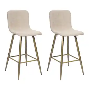Best Buy FurnitureR Modren 29 Inch Bar Stools Set of 2, Stools for Kitchen Bar, Beige Bar Stools with Back , Metal Frame Fabric Uphols offer