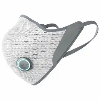Best Buy AirPop Active+ Halo Reusable Microfibre Smart Face Mask - White/Grey offer