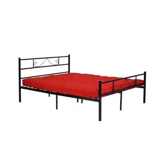 Best Buy Homylin Amazing Double Size Bed Frame Black Structure Double Bed with Headboard and Footboard Black offer