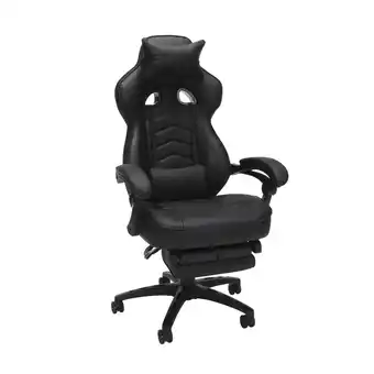Best Buy RESPAWN 110 Racing Style Gaming Chair, Reclining Ergonomic Leather Chair with Footrest, Black offer