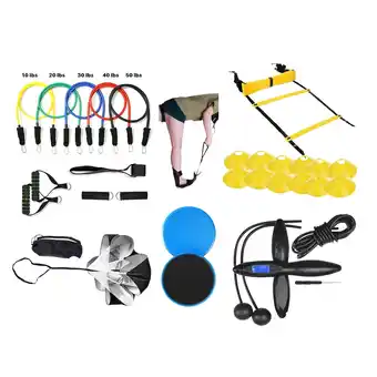 Best Buy Complete Gym-in-a-Box [Resistance Bands(150 lbs)|Agility Ladder|Speed Parachute|Electronic Skipping Rope|Glider Discs|Trainin offer