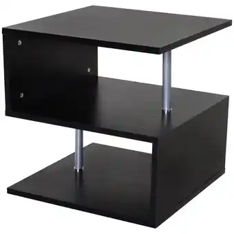 Best Buy HOMCOM Wooden S Shape End Table 3 Tier Storage Shelves Organizer Living Room Coffee Side Table Desk Black offer