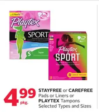 Rexall STAYFREE or CAREFREE Pads or Liners or PLAYTEX Tampons offer