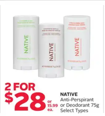 Rexall NATIVE Anti-Perspirant or Deodorant offer