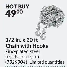 Princess Auto 1/2 in. x 20 ft Chain with Hooks offer