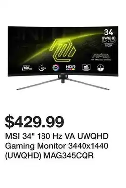 Newegg MSI 34 180 Hz VA UWQHD Gaming Monitor 3440x1440 (UWQHD) MAG345CQR offer