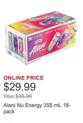 Costco Alani Nu Energy 355 mL 18-pack offer