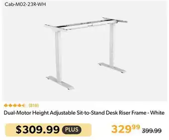 Primecables Dual-Motor Height Adjustable Sit-to-Stand Desk Riser Frame - White offer