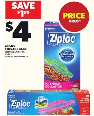 Loblaws ZIPLOC STORAGE BAGS 10-90'S offer