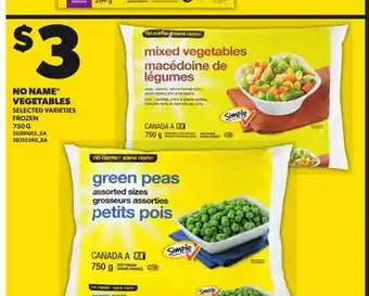 Loblaws NO NAME VEGETABLES 750G offer