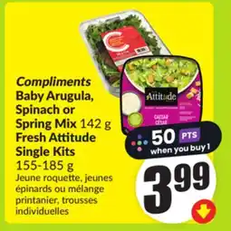 FreshCo Complements Baby Arugula Spinach or Spring Mix 142 g Fresh Attitude Single Kits 155-185 g offer