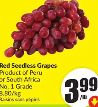 FreshCo Red Seedless Grapes Product of Peru or South Africa No. 1 Grade 3.80/kg offer