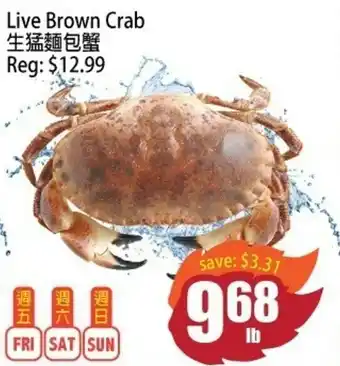 Field Fresh Supermarket Live brown crab offer
