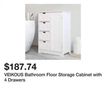 Bed Bath & Beyond VEIKOUS Bathroom Floor Storage Cabinet with 4 Drawers offer